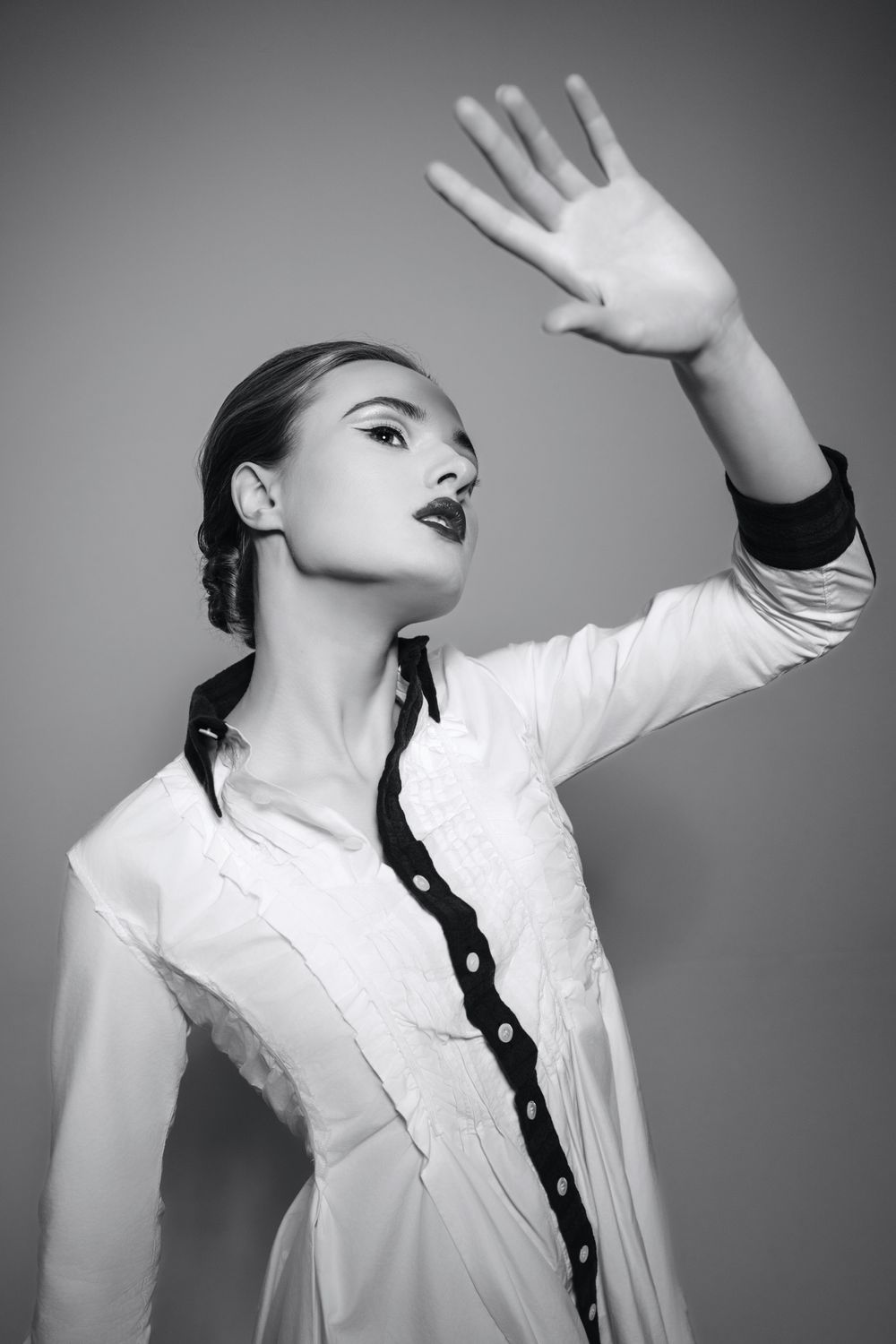 Noa Bianchi in a black-and-white editorial portrait