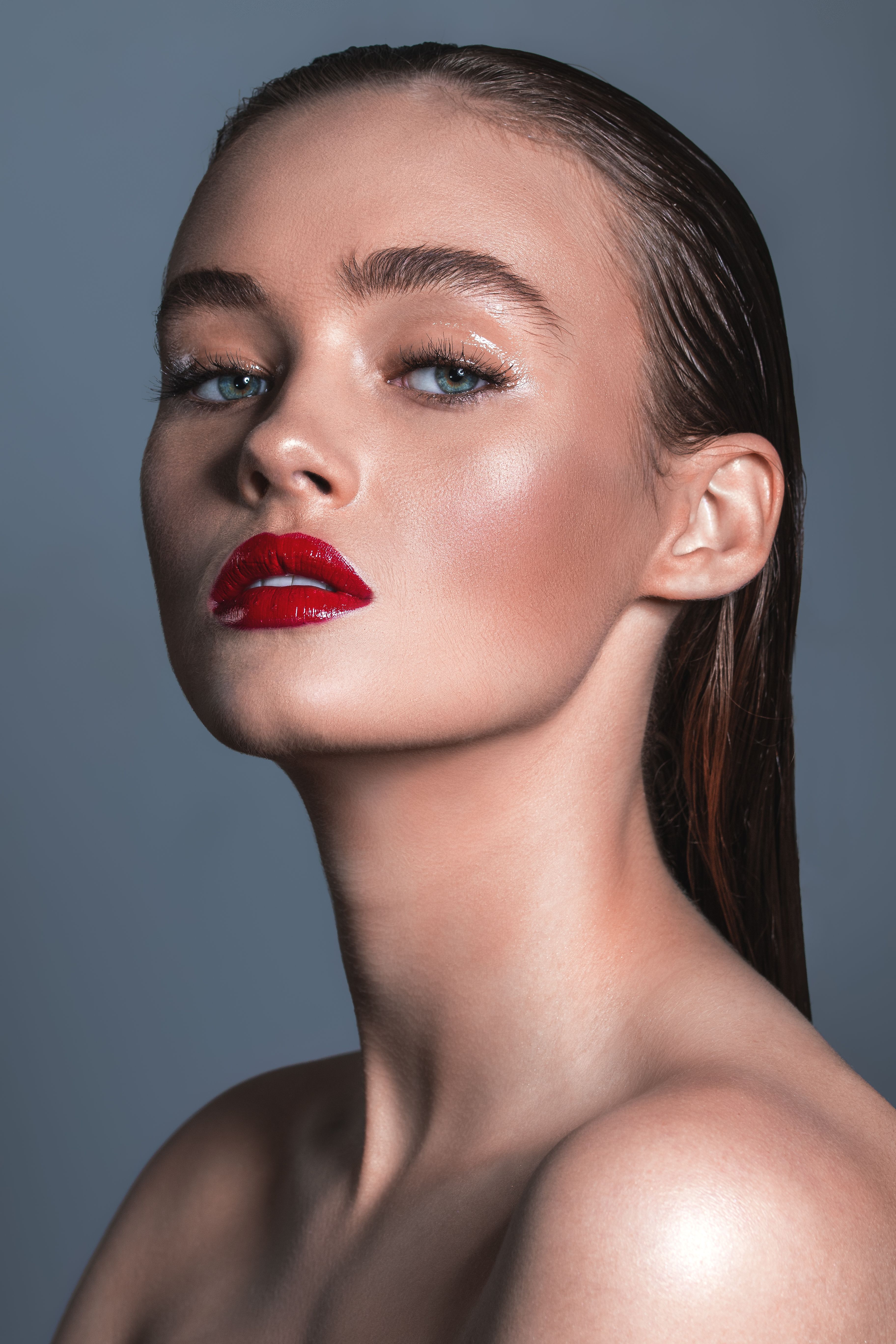 Close up face shot of a woman.